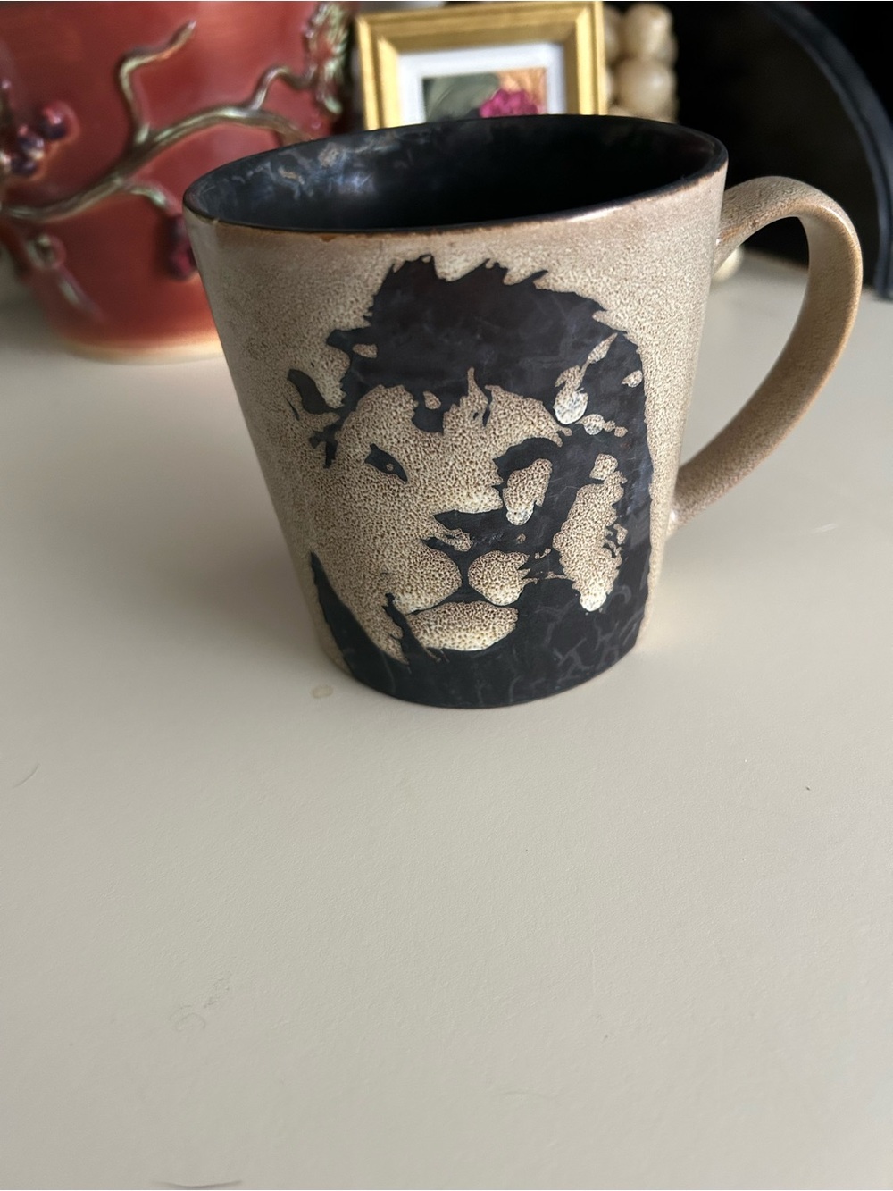 Vintage blue harbor housewares Lion Speckled Tan Ceramic Mug with Gloss